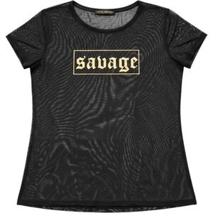 Raggs II Riches Black Mesh Savage Graphic Tee Gold Old English Streetwear Top L
